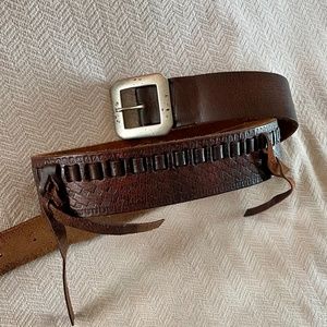 Cabi distressed woven belt with tassels!